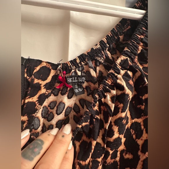 Hell Bunny Leopard Print Pinup Blouse rockabilly punk retro - Picture 3 of 4
